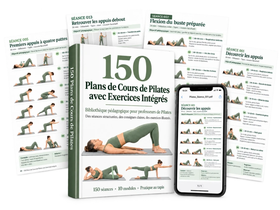 Le pack de cours de Pilates avec son livre, des exemples de séances et sa version sur téléphone